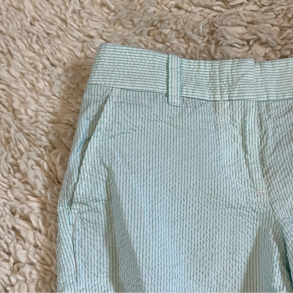 J Crew Shorts Women's Size 00 Green Seersucker Striped Cotton City Fit - Picture 4 of 8